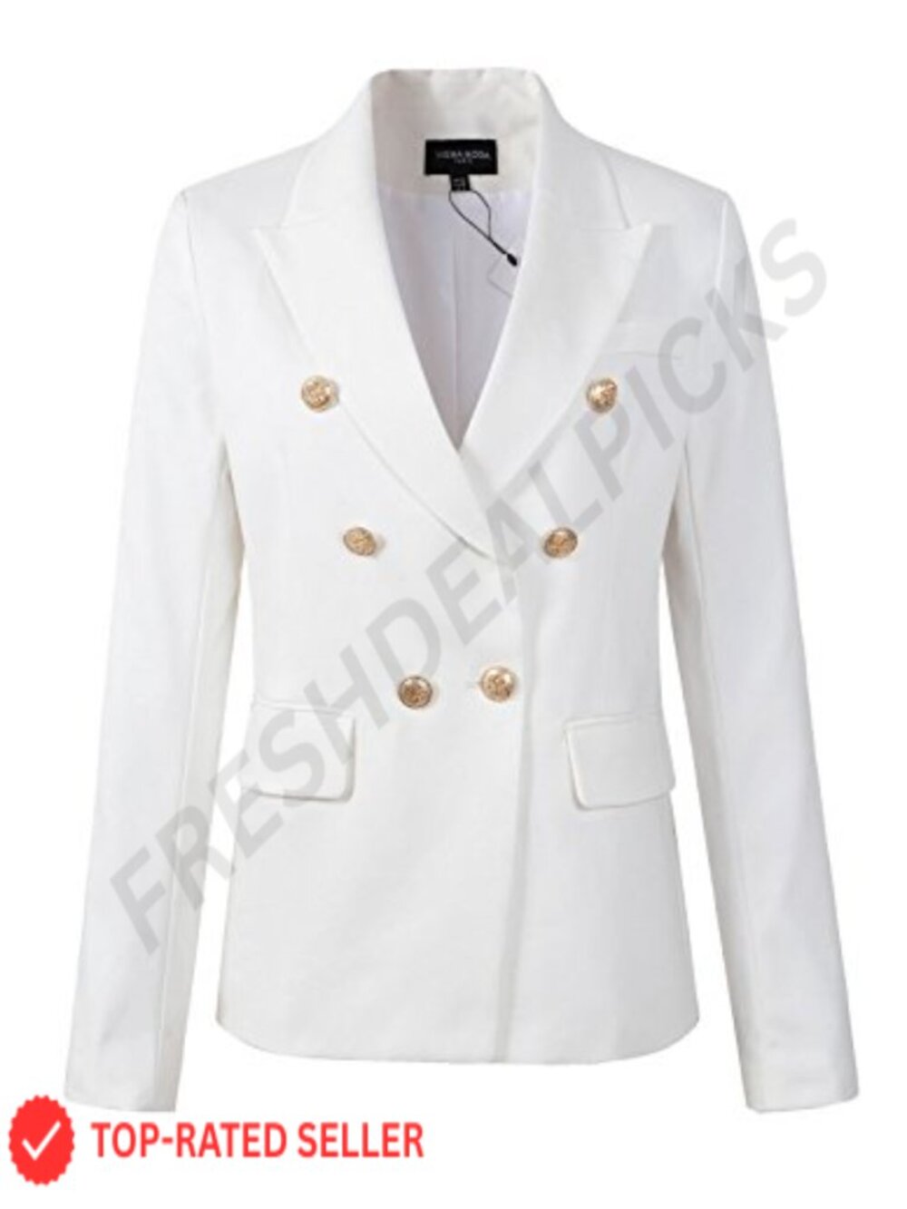 Double Breasted Military Style Blazer Long Sleeve Notch Collar Button Front